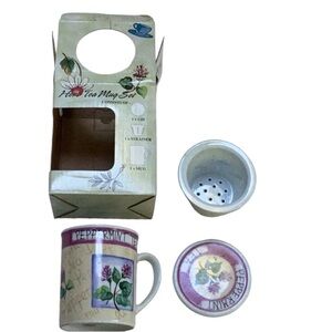 Herb Peppermint Tea Mug Lid Tea Strainer Teapot Tea Mug Set NWT